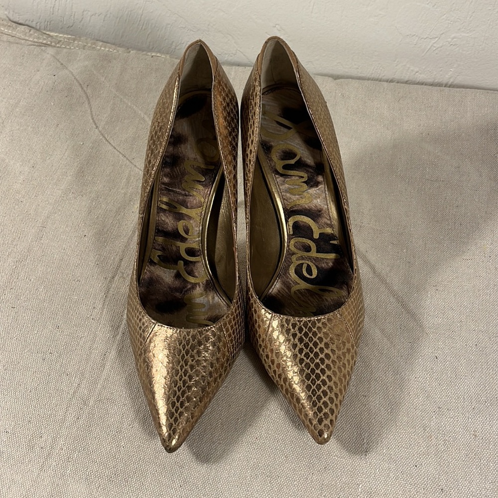 Sam Edelman “Danielle” gold print heels, size 7 - Picture 2 of 12